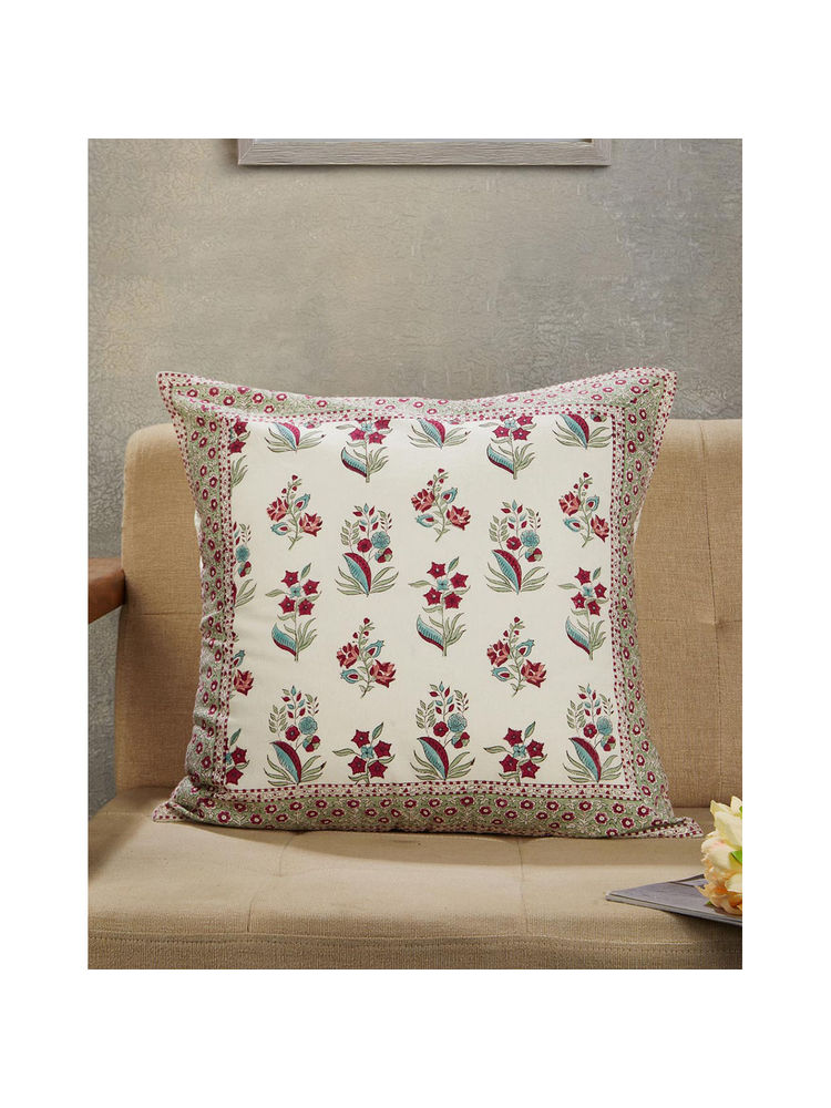 fabindia fashion Fabindia Gulbagh Hand Block Cotton Printed Cushion Cover (50X50)-picture-14