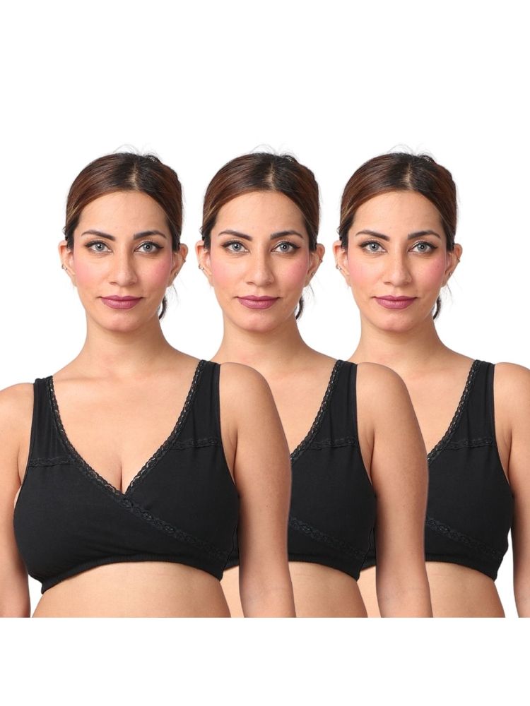 Morph Maternity Pack Of 3 Leak-Proof Sleep Nursing Bras - Black-image-23