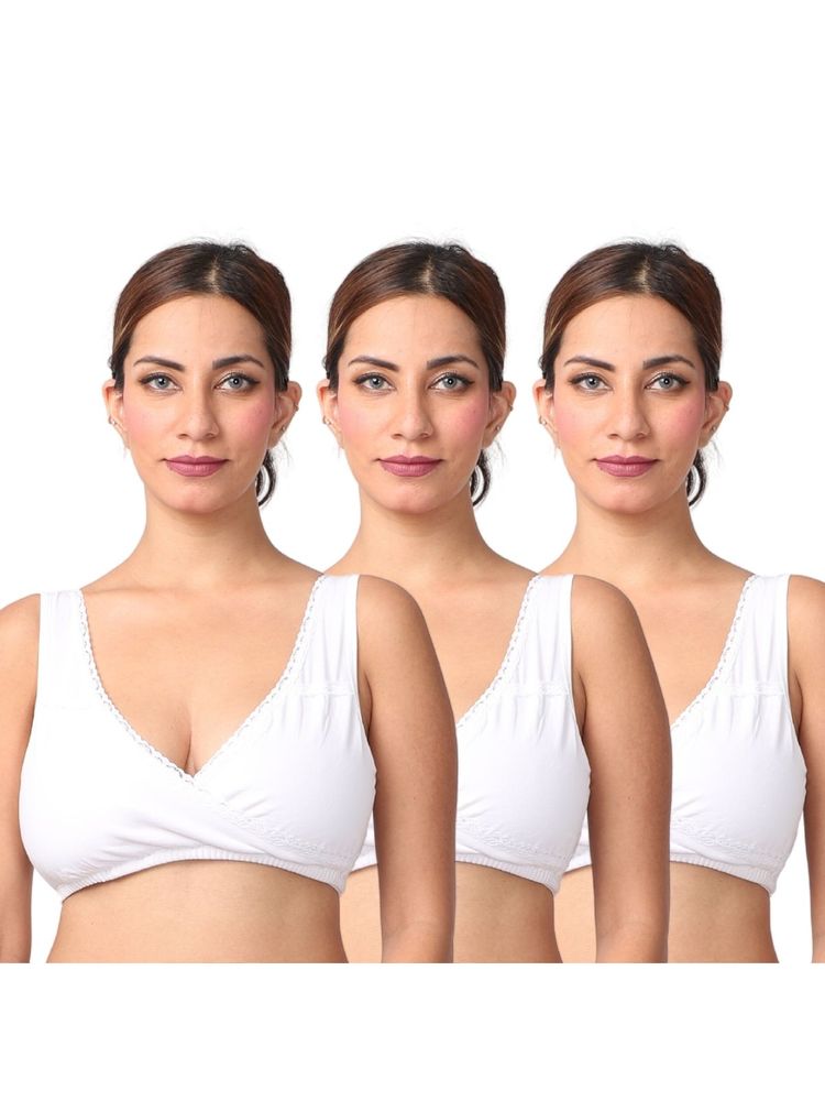 Morph Maternity Pack Of 3 Leak-Proof Sleep Nursing Bras - White-image-5