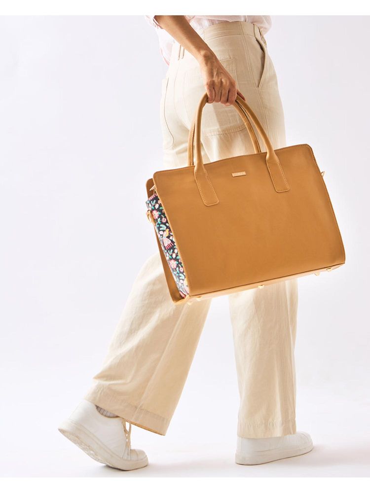 Chumbak Mustard Solid-Plain Tote Bag with Detachable Strap-image-6