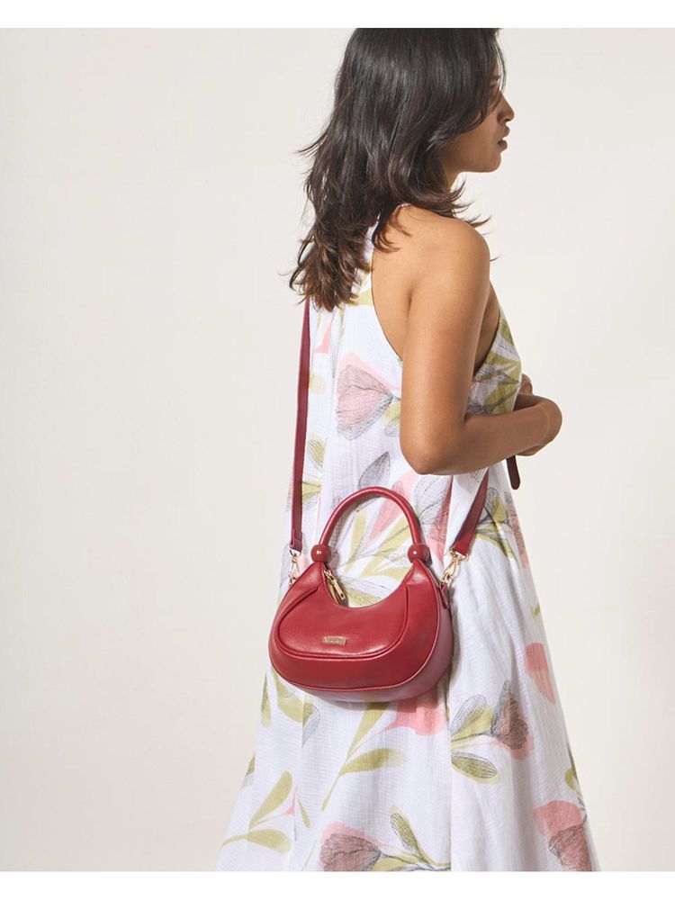 Chumbak Maroon Solid-Plain Sling Bag with Detachable Strap-image-5