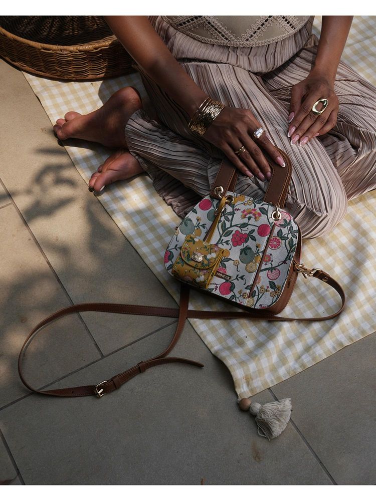 Chumbak White Floral Sling Bag with Detachable Strap-picture-17