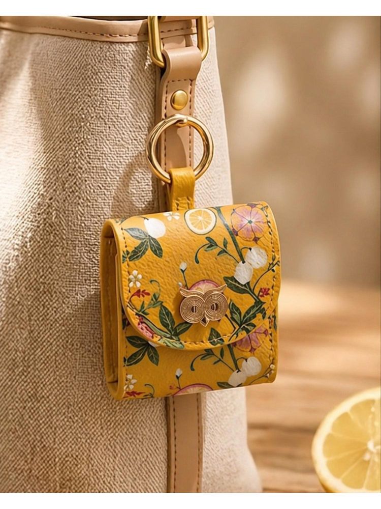 Chumbak Mustard Printed Air Pod Case Pouch-picture-17