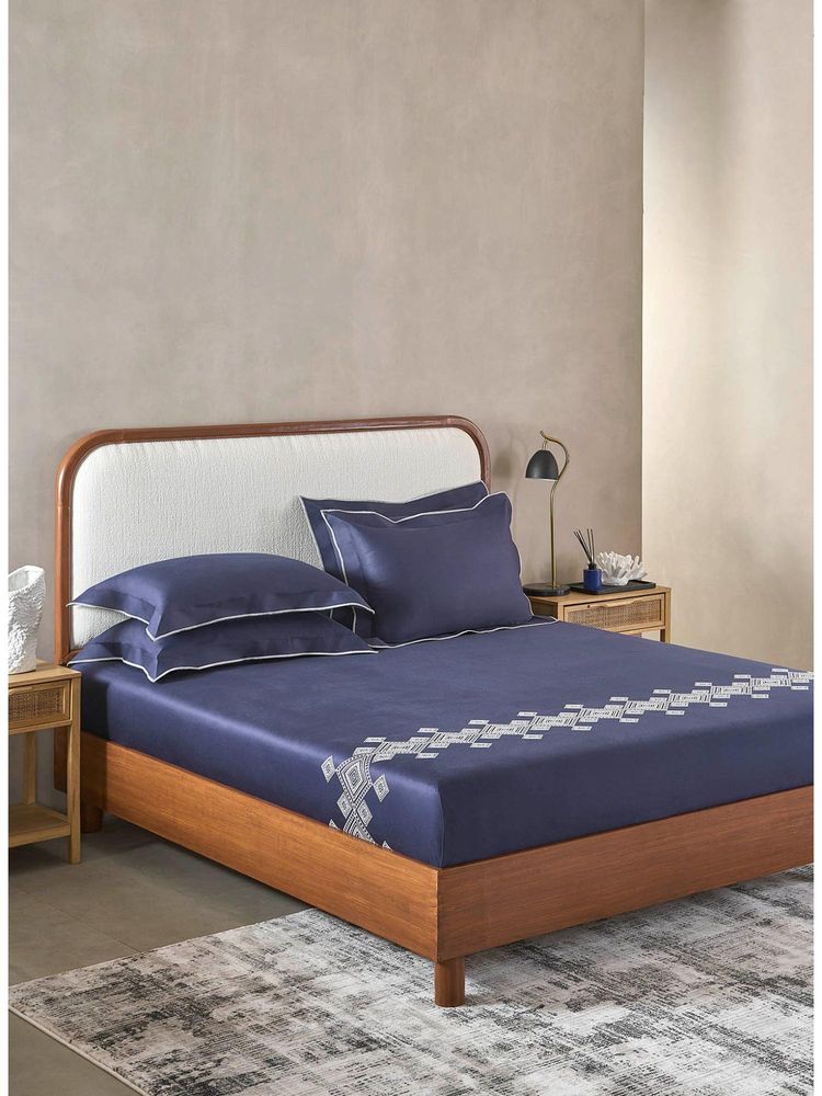 SANSAAR A D'DECOR BRAND LIVE CONSCIOUSLY Navy Soft Bed Sheet with 2 Pillow Covers (King)-picture-37