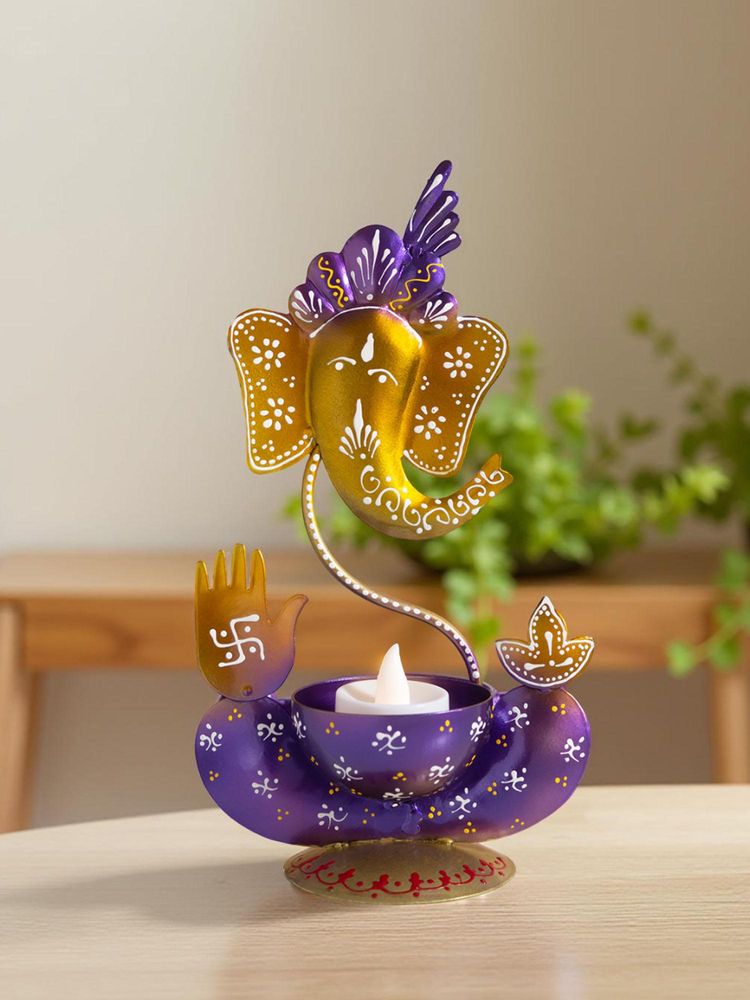 Golden Peacock Purple Gold Handcrafted Ganesha Showpiece-picture-32
