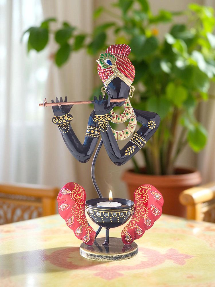 Golden Peacock Handcrafted Krishan Candle Holder Cum Showpiece-image-28