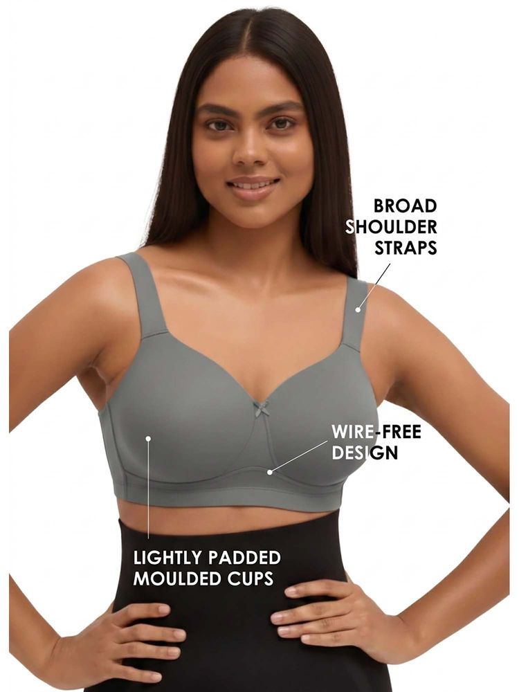 BLOSSOM Plus Size Wire-Free Padded Full Coverage Grey Bra-picture-33