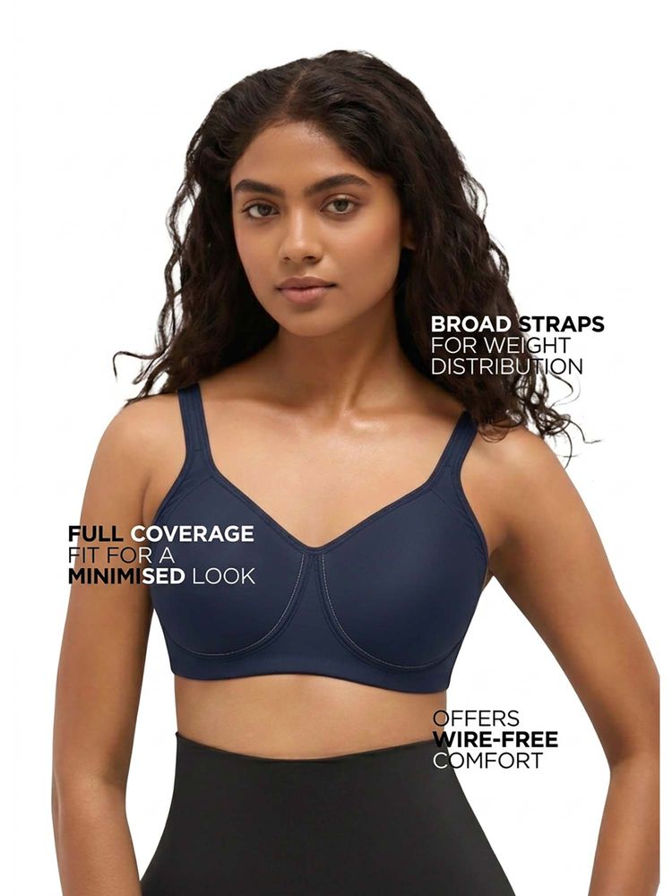 BLOSSOM Women's Polyamide Seamless Full Coverage Padded Navy Blue Bra-picture-16