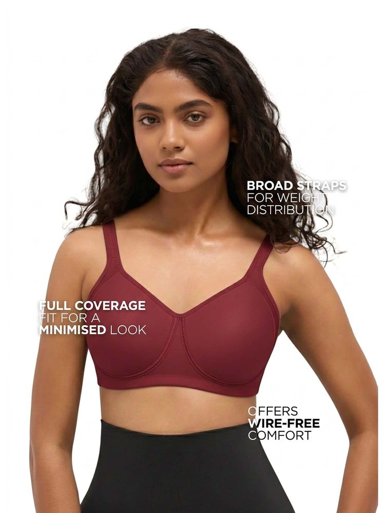 BLOSSOM Women's Polyamide Seamless Full Coverage Padded Maroon Bra-image-8