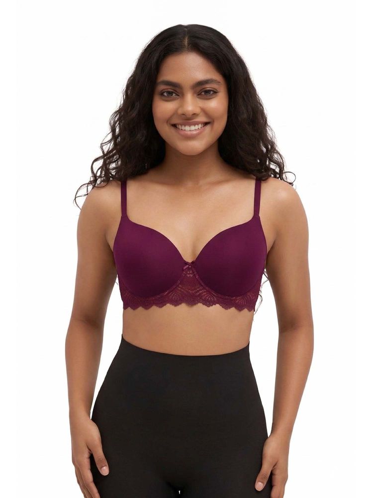 BLOSSOM Full Coverage Seamless Wire-Free Padded Purple Bra-image-39