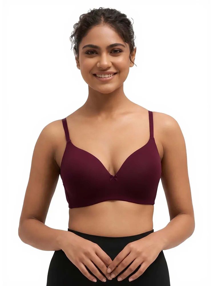 BLOSSOM Medium Coverage Soft Polyamide-Elastane Fabric Seamless Purple Bra-picture-20