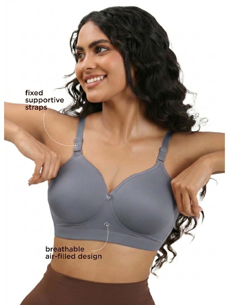 BLOSSOM Full Coverage Minimizer Concealed Elastic Band Non-Padded Blue Bra-image-10