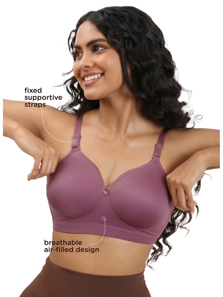 BLOSSOM Full Coverage Minimizer Concealed Elastic Band Non-Padded Pink Bra-image-11