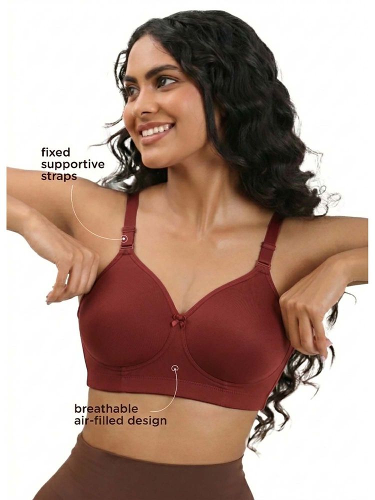 BLOSSOM Full Coverage Minimizer Concealed Elastic Band Non-Padded Maroon Bra-picture-22