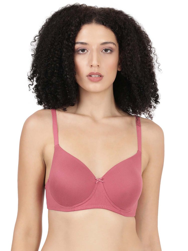 BLOSSOM Women's Soft Polyamide Wirefree Padded Pink Bra-picture-15