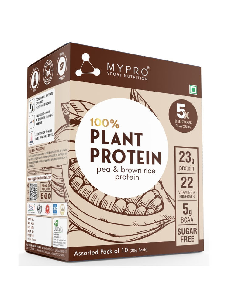 MYPRO SPORT NUTRITION Pea & Brown Rice 100% Plant Protein Powder - Coffee (Pack of 10)-picture-22