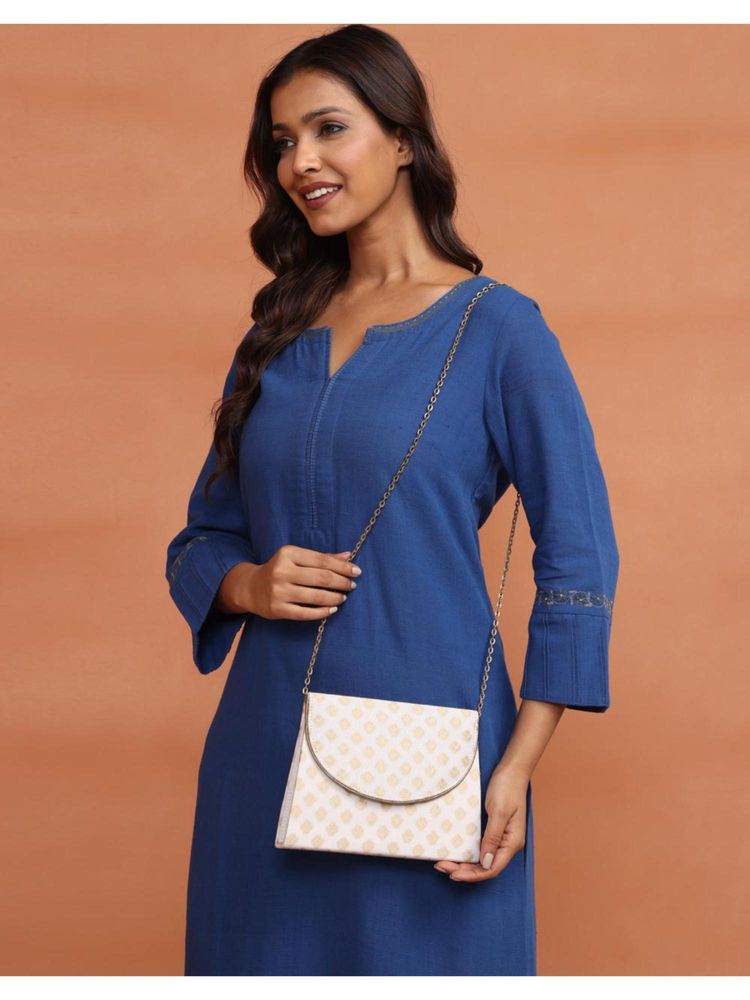 fabindia fashion Fabindia Off White Clutch with Detachable Strap (M)-picture-12