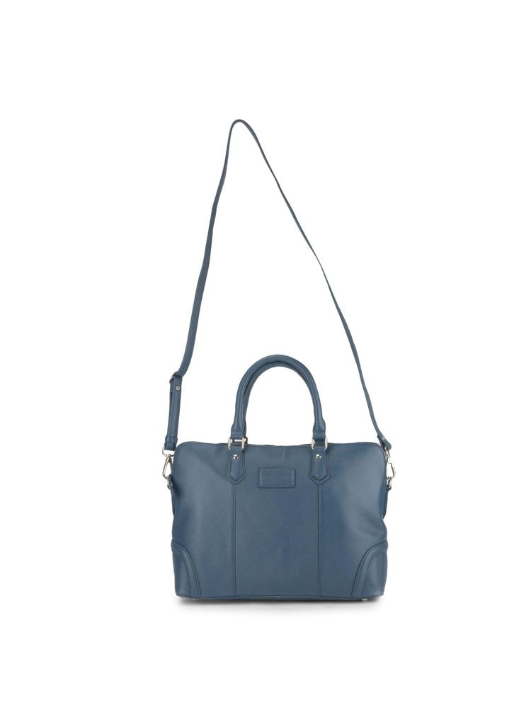 WOODLAND Casualwear Blue Leather Handbag with Detachable Strap-picture-12