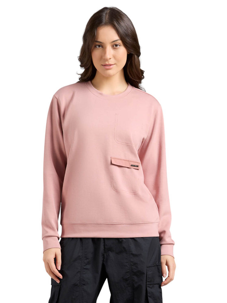 SKECHERS Pink Solid Oversized Fit Sweatshirt-image-1