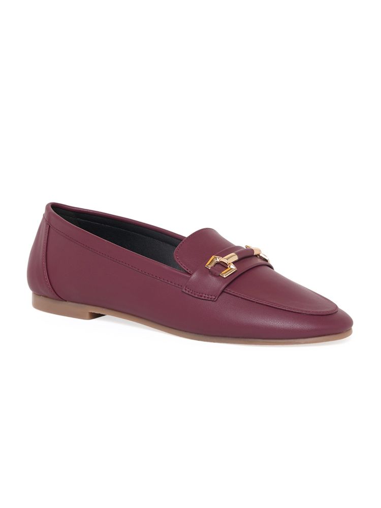 CAMLEE COMFORT Kiko Metal Bit Loafers - Maroon-image-2