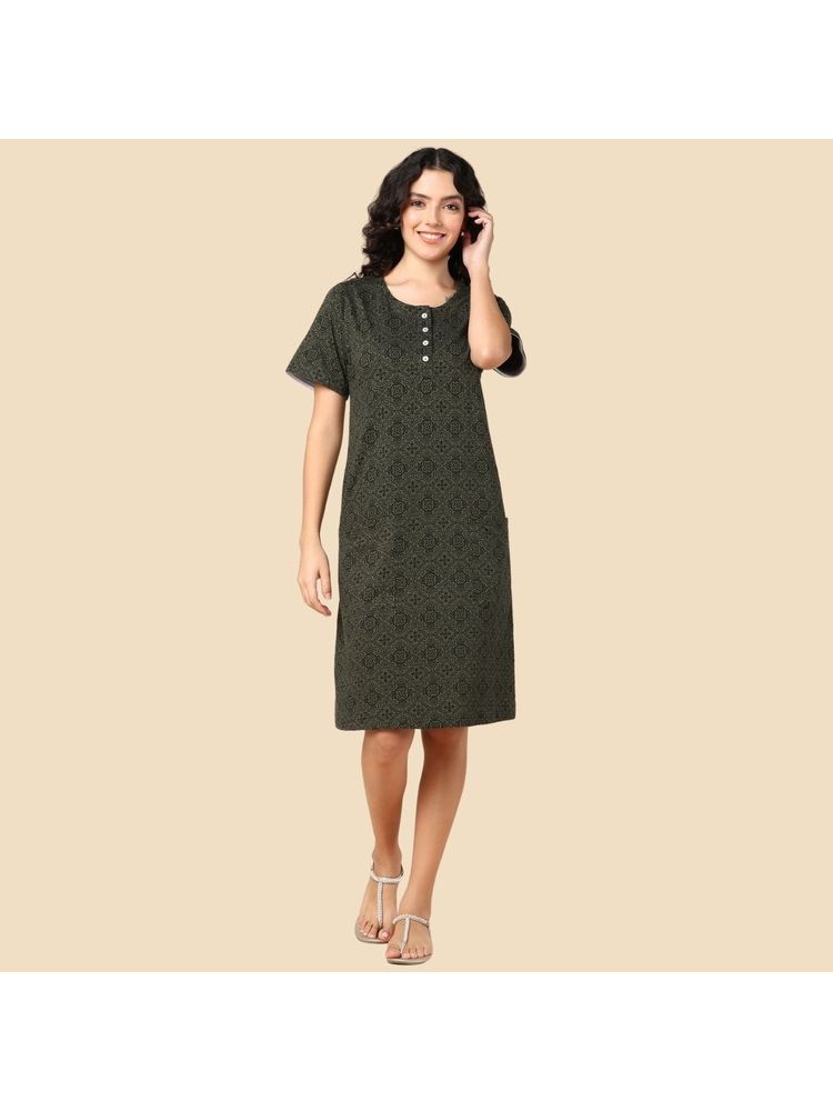 Zelena Half Sleeve Green Zipless Feeding Dress-picture-24