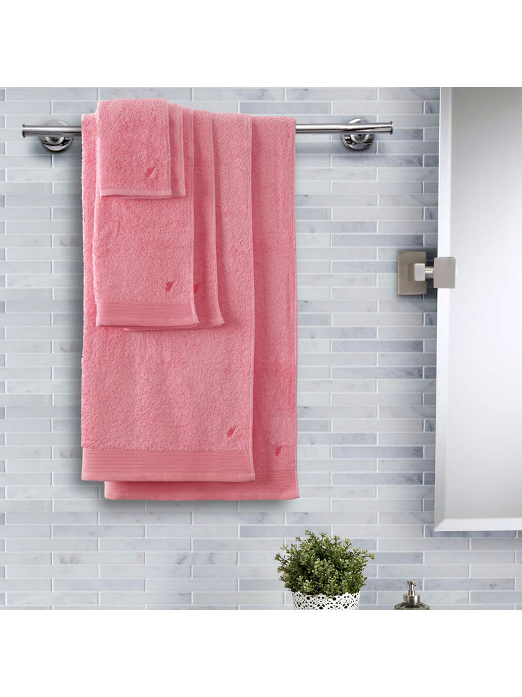 Maspar Colorart 550gsm Cotton Embedded Stripe Solid Salmon Pink 6pc Large Bath Towel Set-picture-11