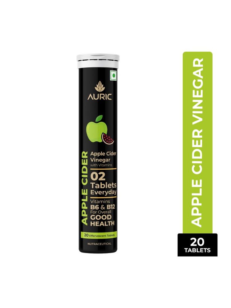 Auric Apple Cider Vinegar, 20 ACV Tablets With Vitamin B6 & B12, Weight Loss & Metabolism Benefits-picture-25