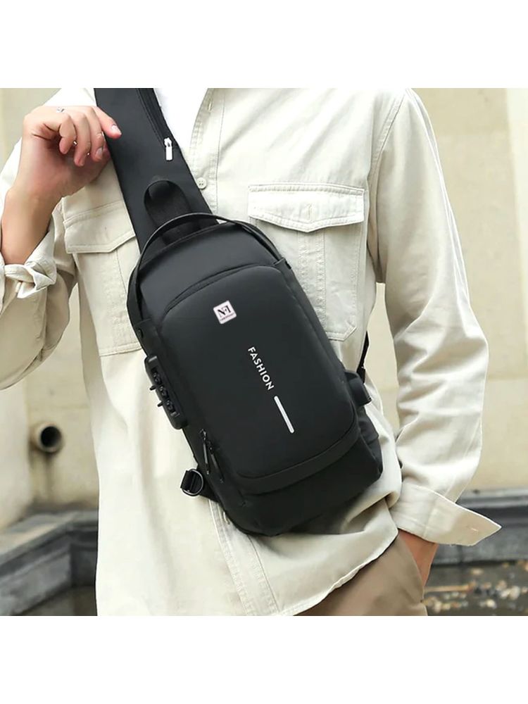 NFI Essentials Unisex Black Anti-Theft Waterproof Crossbody Bag-picture-48