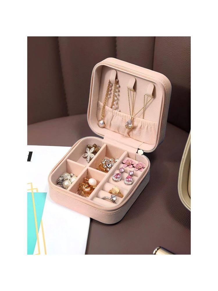 NFI Essentials Small Pu Jewellery Organiser Box Portable Travel Jewelry Storage (S)