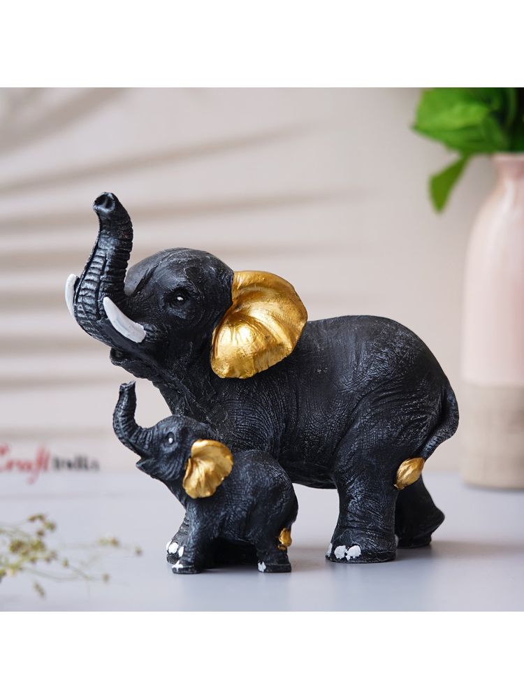 eCraftIndia Set of 2 Elephant With Baby Elephant Statues Animal Figurines-image-2