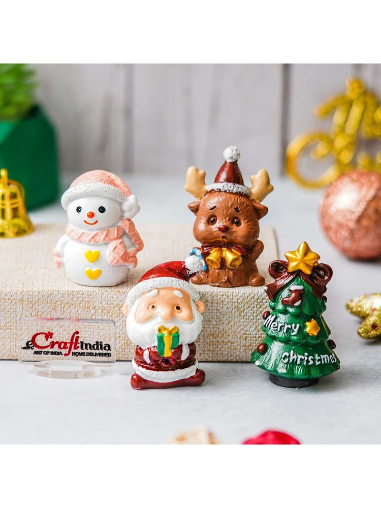 eCraftIndia Resin Snowman Reindeer Santa Claus Christmas Tree Animal Figurines Toys-image-44