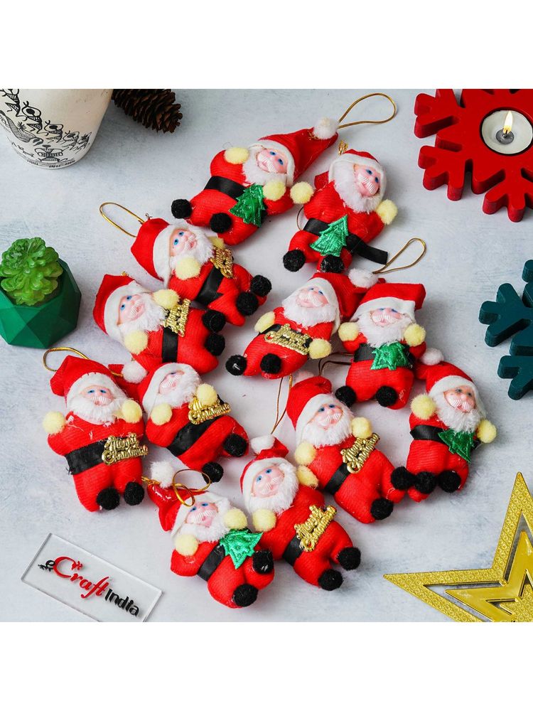 eCraftIndia Small Santa Claus Christmas Tree Hanging Ornaments (Pack of 12)-picture-3