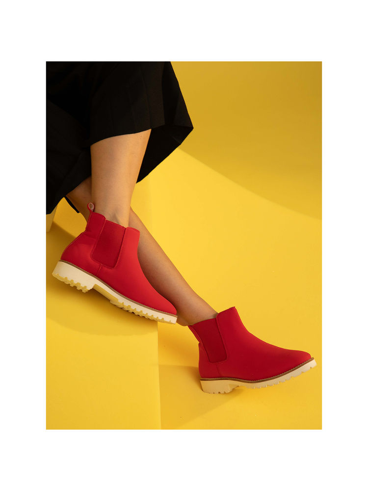 Yoho Red Comfortable & Casual Chelsea Boots for Women-image-17