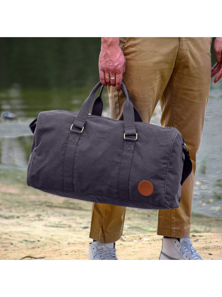 Mona B Unisex Solid Ayn Duffle Bag - Navy Blue (L)-image-31