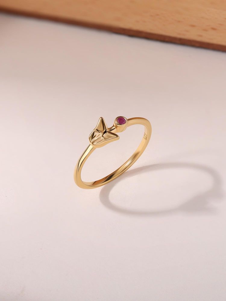 Ornate Jewels 925 Silver 18K Gold Plated Natural Indian Ruby Muse Butterfly Ring-picture-25