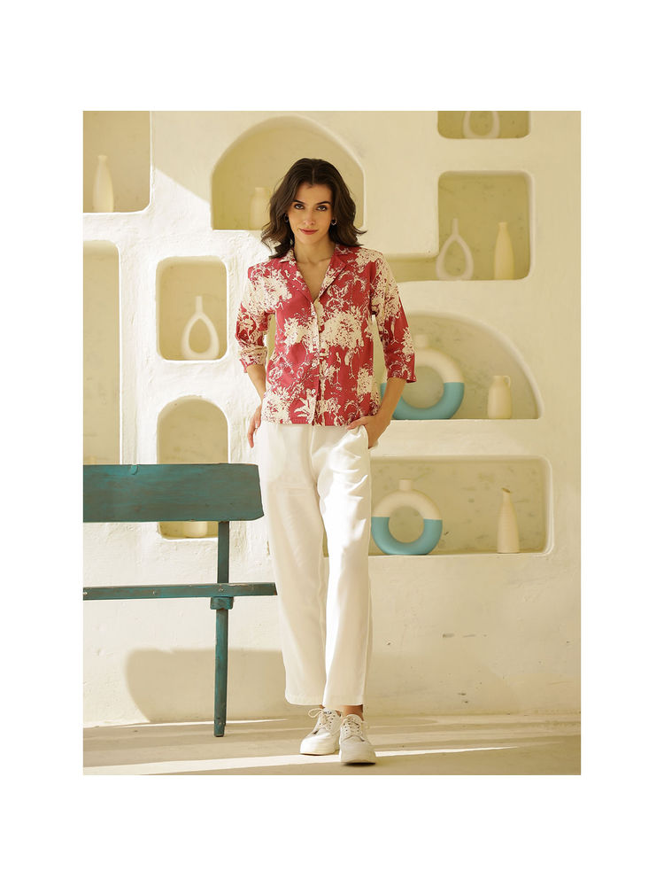 sanskrutihomes SAY Women Red Printed Night Suit (Set of 2)-picture-21