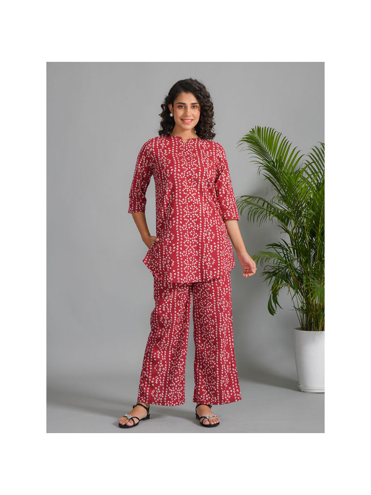 sanskrutihomes SAY Women Red Printed Night Suit (Set of 2)-picture-30