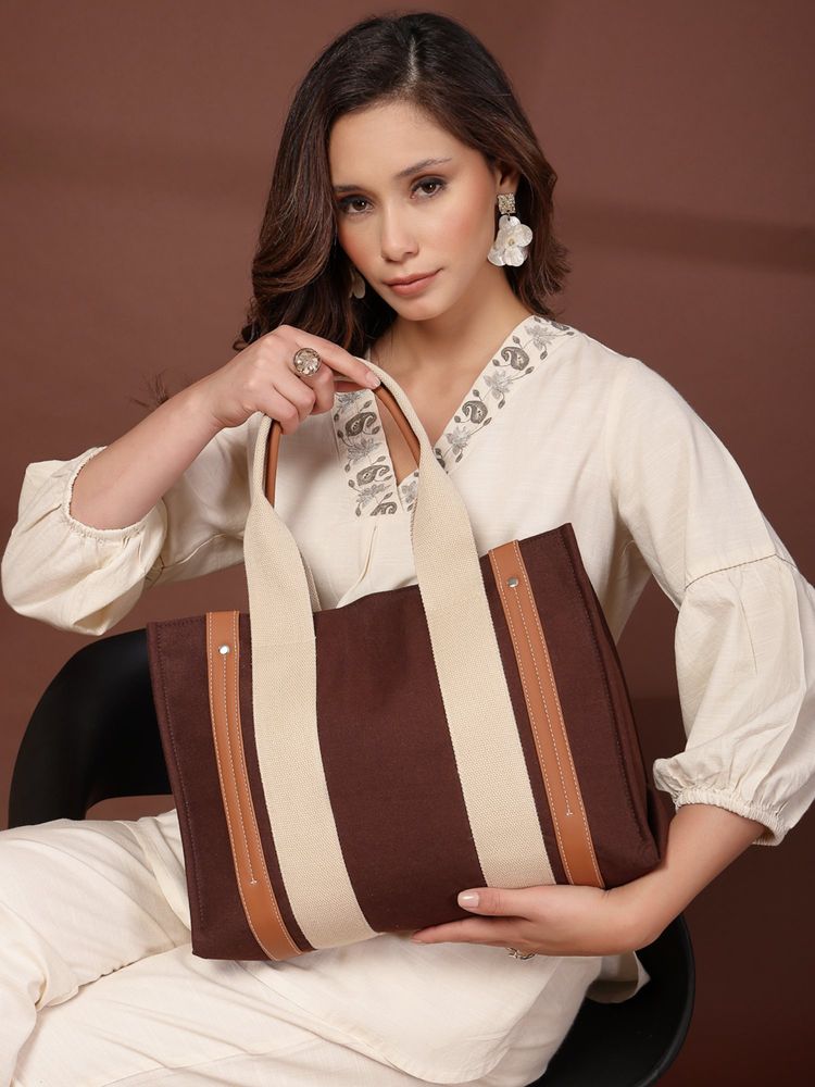 Anekaant Sutra Soil Coffee Brown Canvas Handheld Bag-picture-13