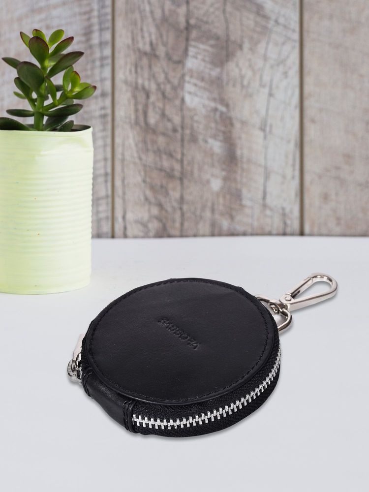 Sassora Black Round Compact Case For Earphones, Jewelry And Coin Pouch (Small)-picture-27