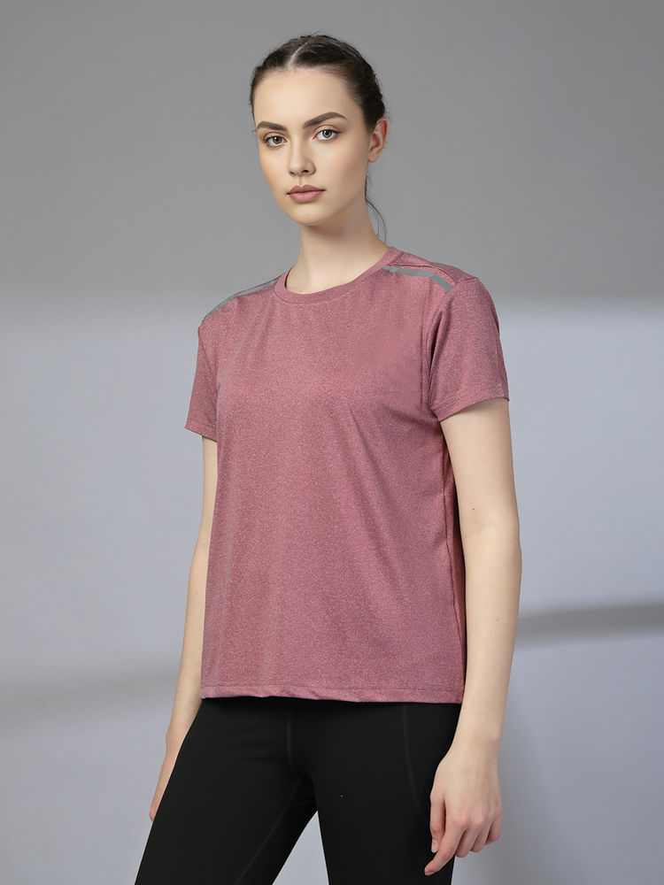 CHKOKKO Womens Gym T Shirt Quick Dry Breathable Anti Odour Stretch Yoga Running Top Maroon-image-46