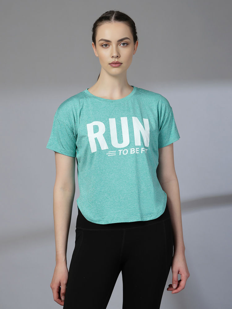 CHKOKKO Womens Typography Apple Cut Gym T Shirt Quick Dry Breathable Green-image-38
