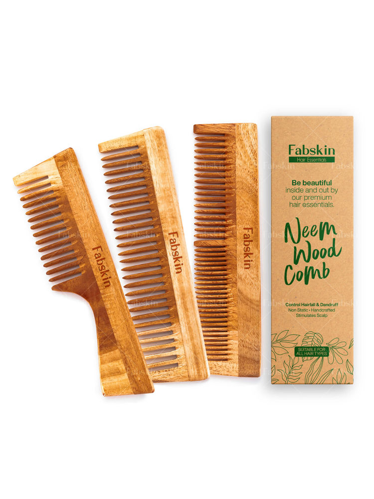Fabskin Styling Neem Wooden Comb - Set Of 3