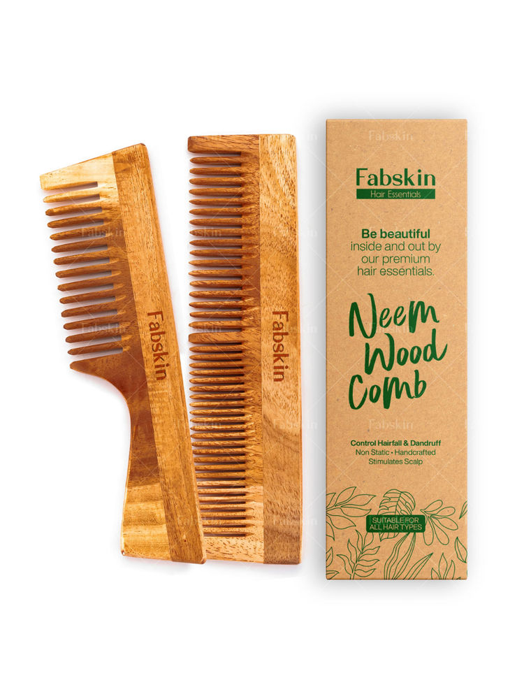 Fabskin Graduated & Handle Neem Wooden Comb - Set Of 2-image-28