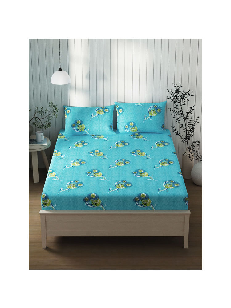 KOPA Extra Smooth Cotton Double Bedsheet with 2 Pillow Covers Blue (Set of 3) (Queen)-image-45