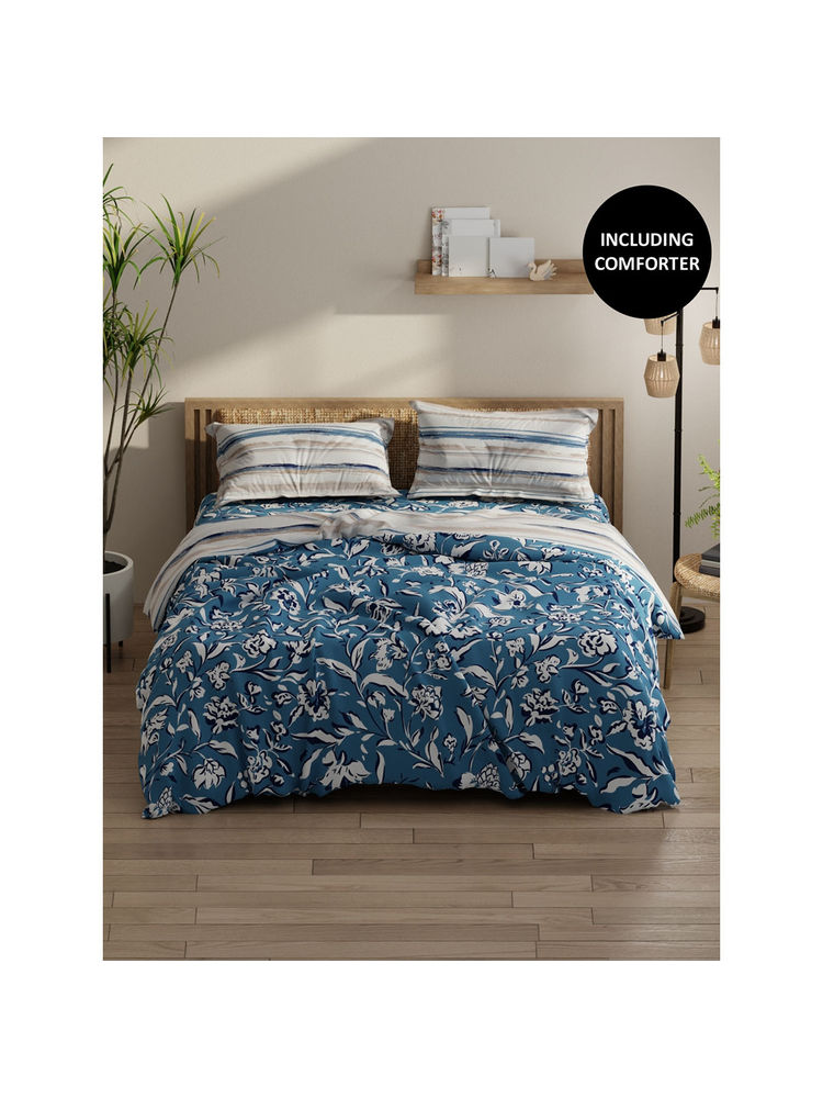 KOPA Smooth Double Comforter with 1 Double Bedsheet 2 Pillow Covers Blue (Set of 3) (Queen)-image-45