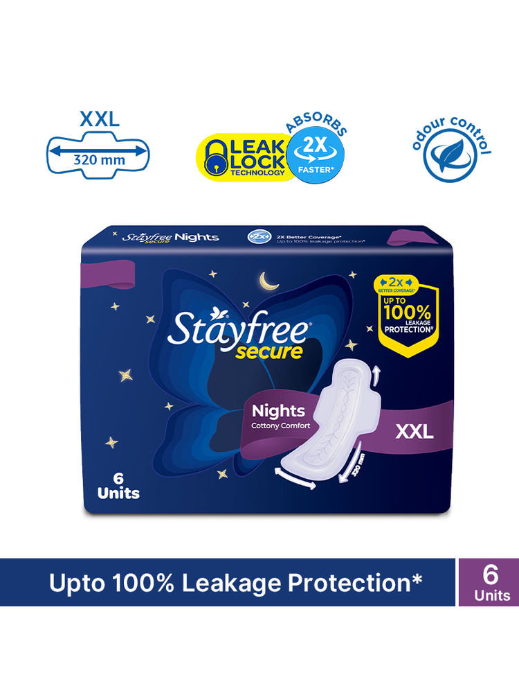 Stayfree Secure Nights Sanitary Pads with Cottony Soft Cover for Comfort - XXL - Pack of 6-picture-11