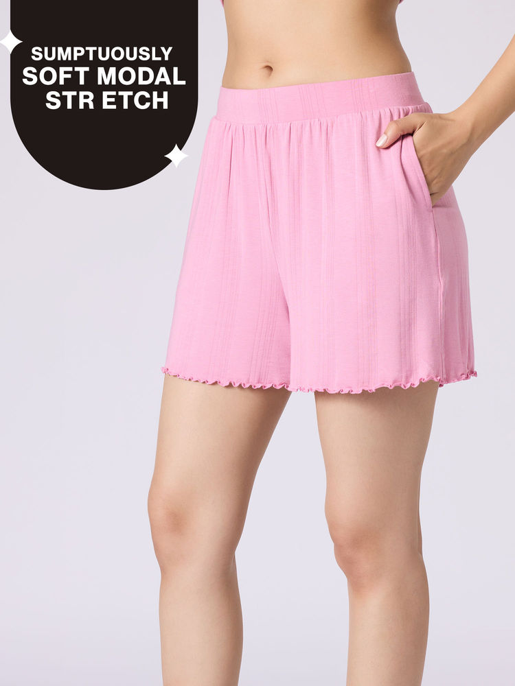 Nykd By Nykaa Sumptuously Soft Modal Pointelle Textured Shorts Nys924 Pink-image-39