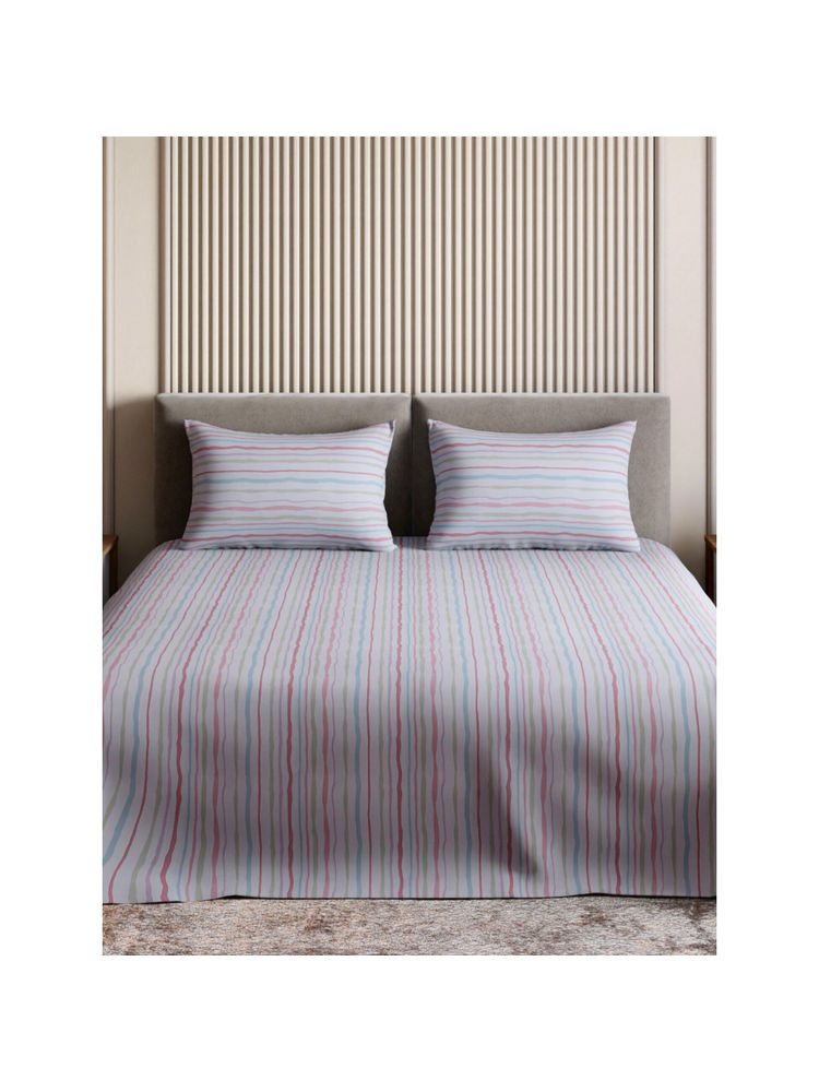 Haus & Kinder Signature 100% Ringspun Cotton Double Bedsheet, Rainbow Rhapsody, Multi-color (Queen)-picture-2