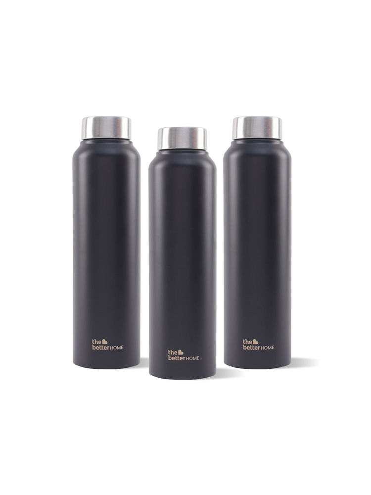 The Better Home Black Stainless Steel Water Bottle, 1 Litre (Pack Of 3)-picture-19