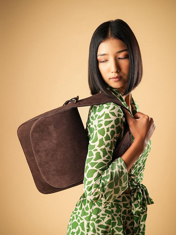 Theater Women Snackbox Brown Suede Sling Bag with Detachable Strap-picture-27
